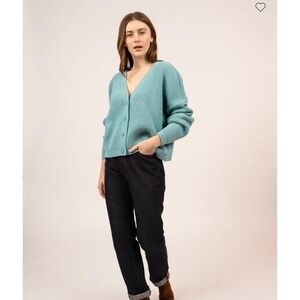Saint James MURANO Cardigan in Purl Knit | Buttoned V-neck  Made In France Large